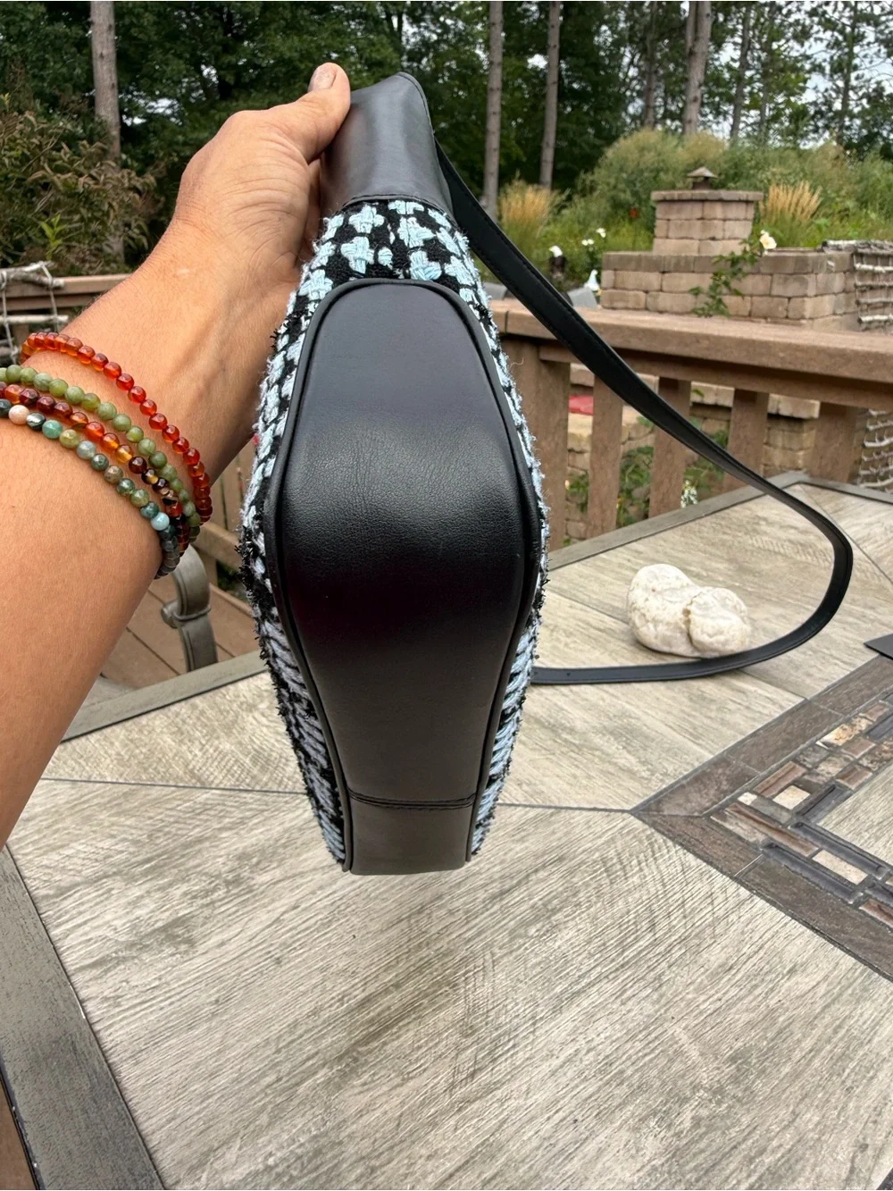 NWOT Kate Spade Teal Black Aster Tweed Fabric Crossbody